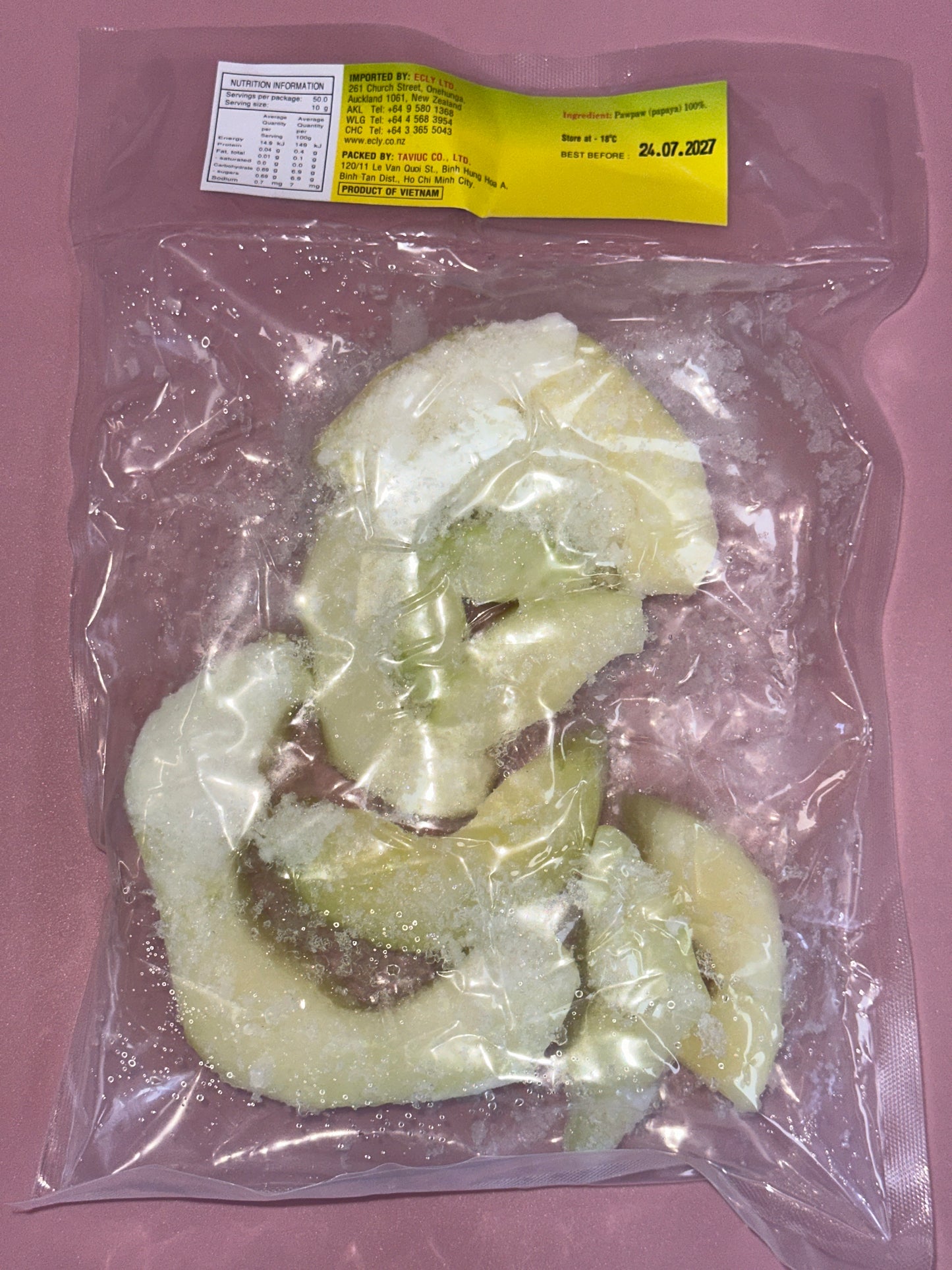 Frozen Fresh Papaya Thick Slice Cut