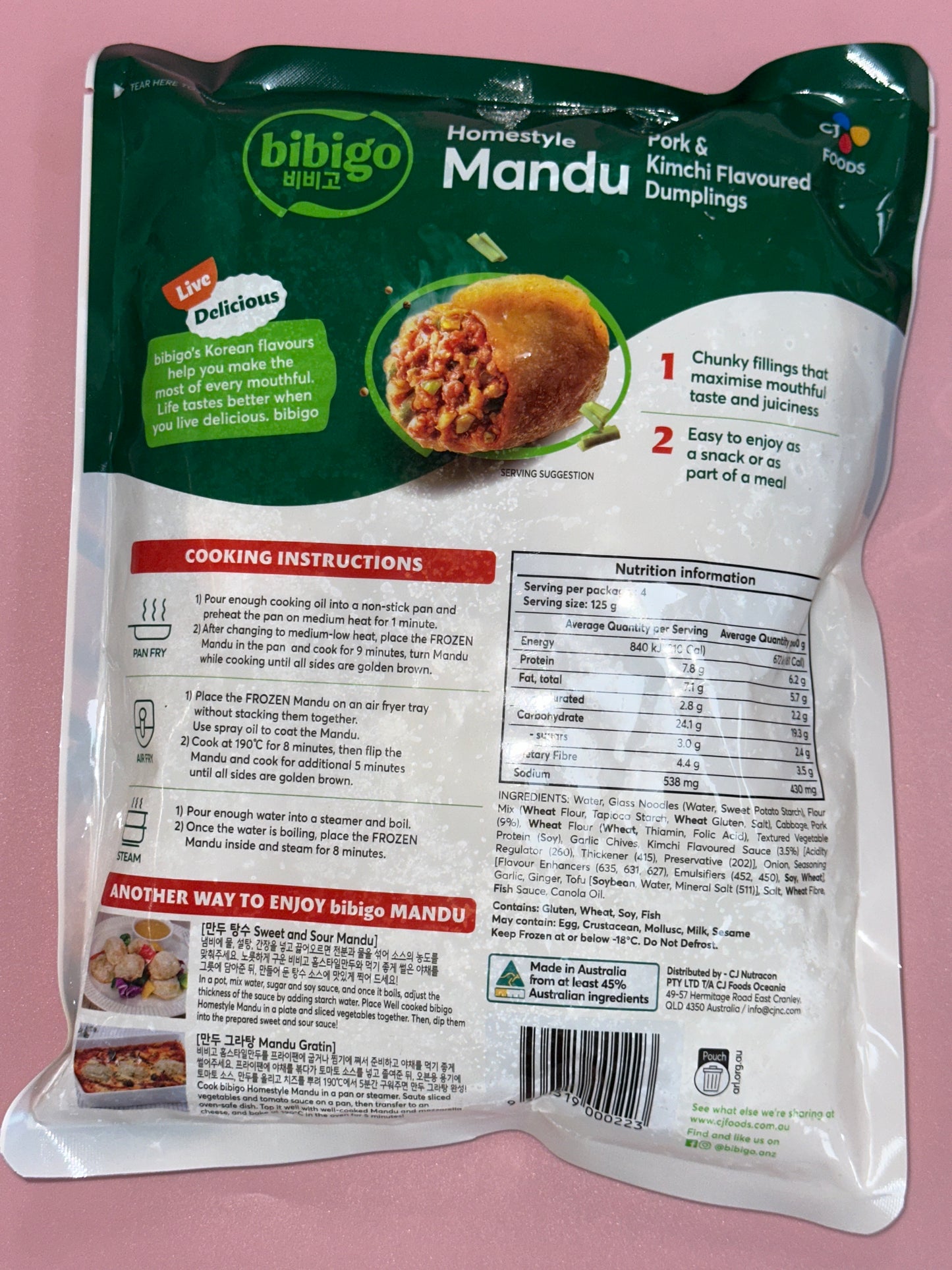 CJ Bibigo Homestyle Pork & Kimchi Dumplings 500g