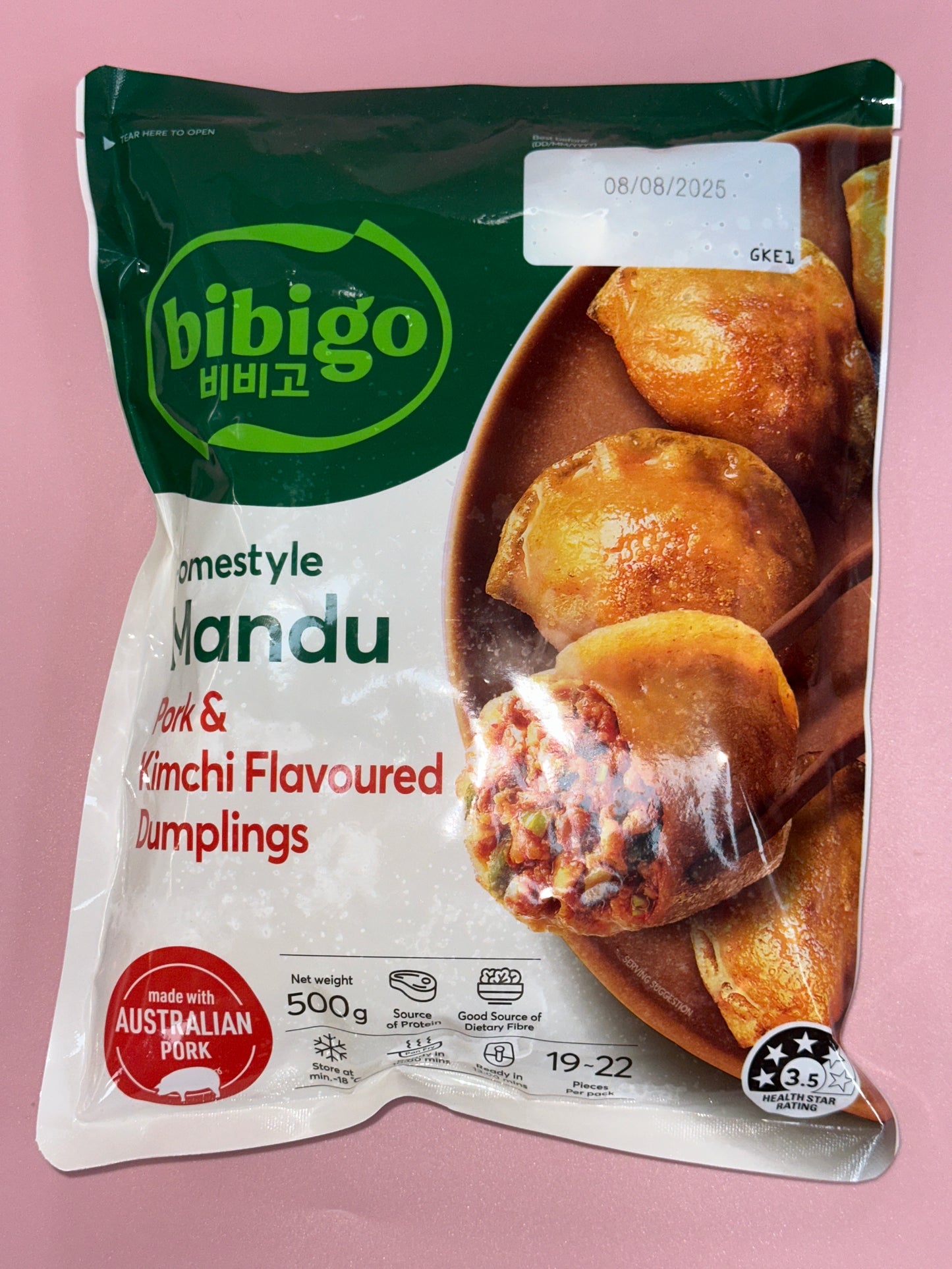 CJ Bibigo Homestyle Pork & Kimchi Dumplings 500g