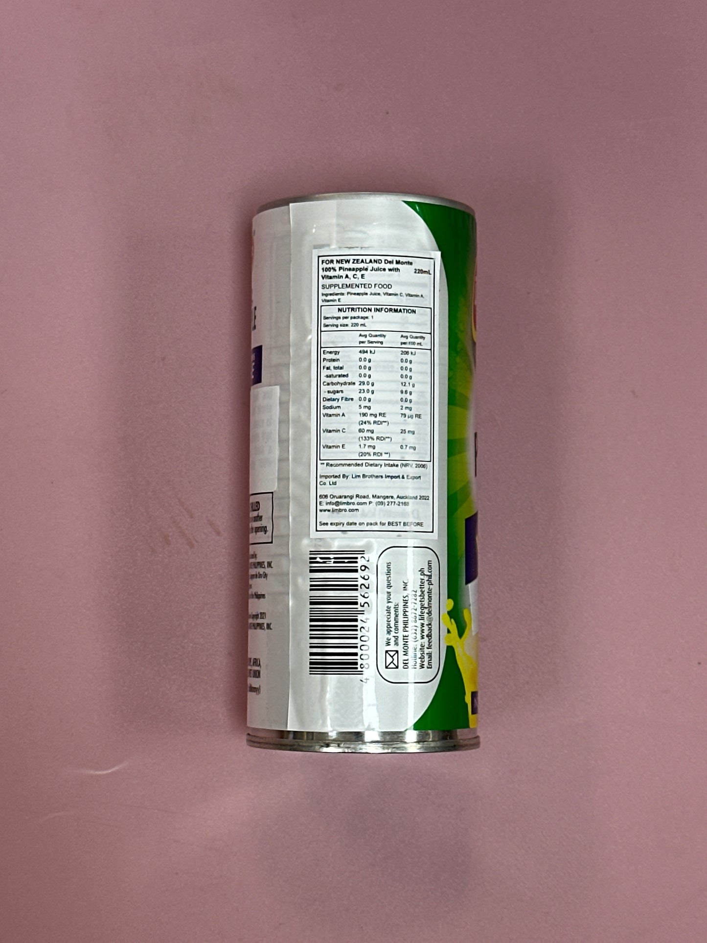 Del Monte pineapple juice 240ml 百分百菠萝汁饮料