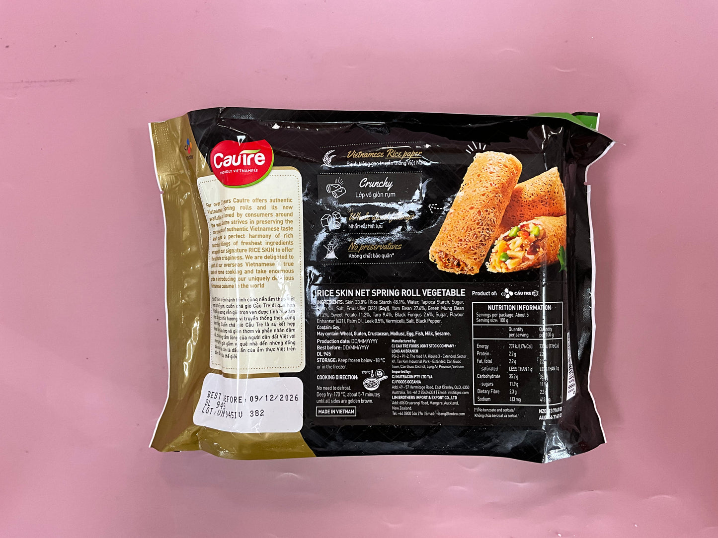 Cau Tre Frozen Rice Net Spring Rolls Vegetable 480