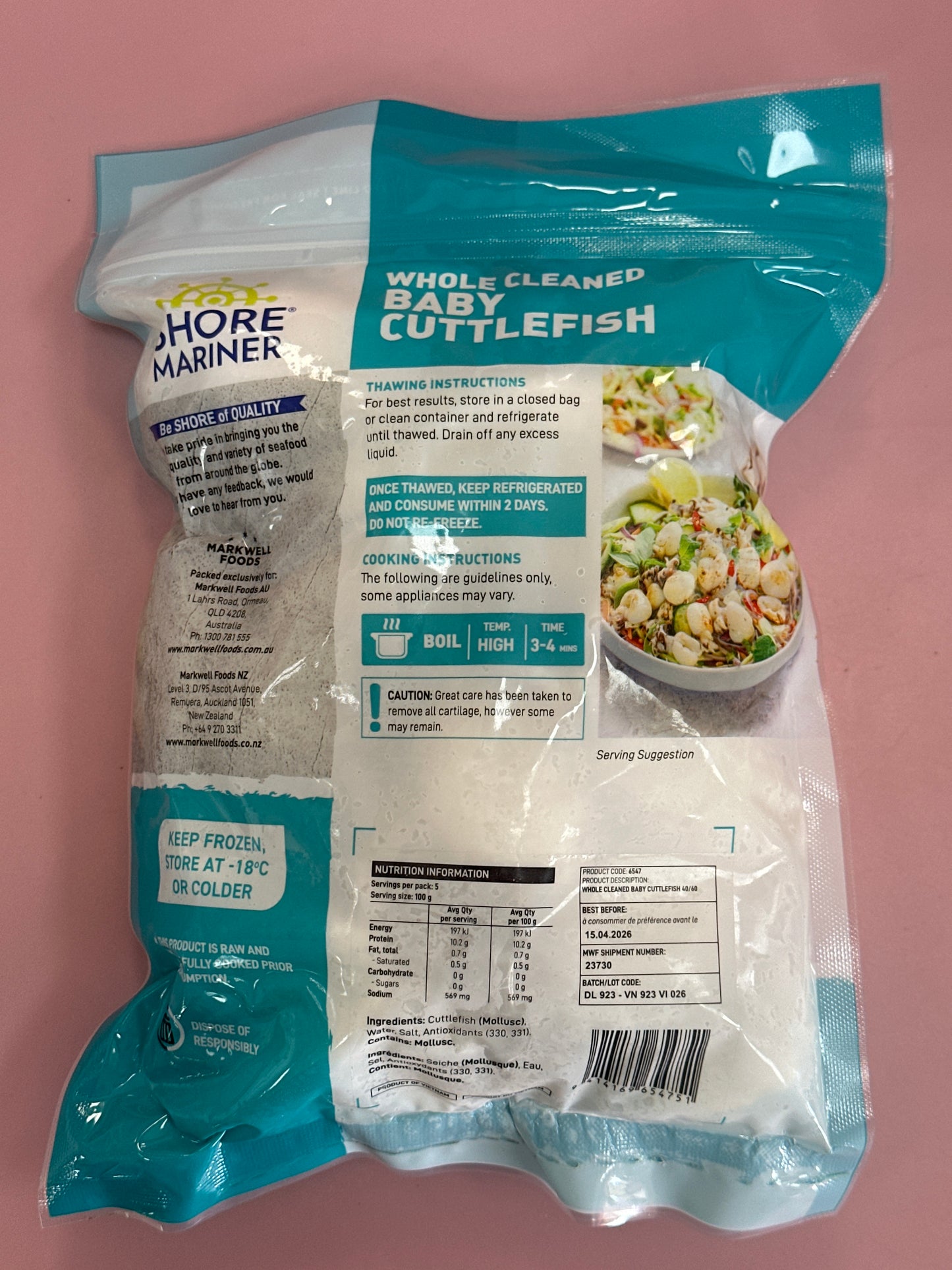 Raw Baby Cuttlefish 40/60 per kg 500g