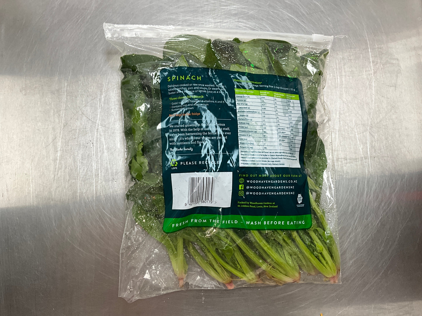Spinach woodhaven bag