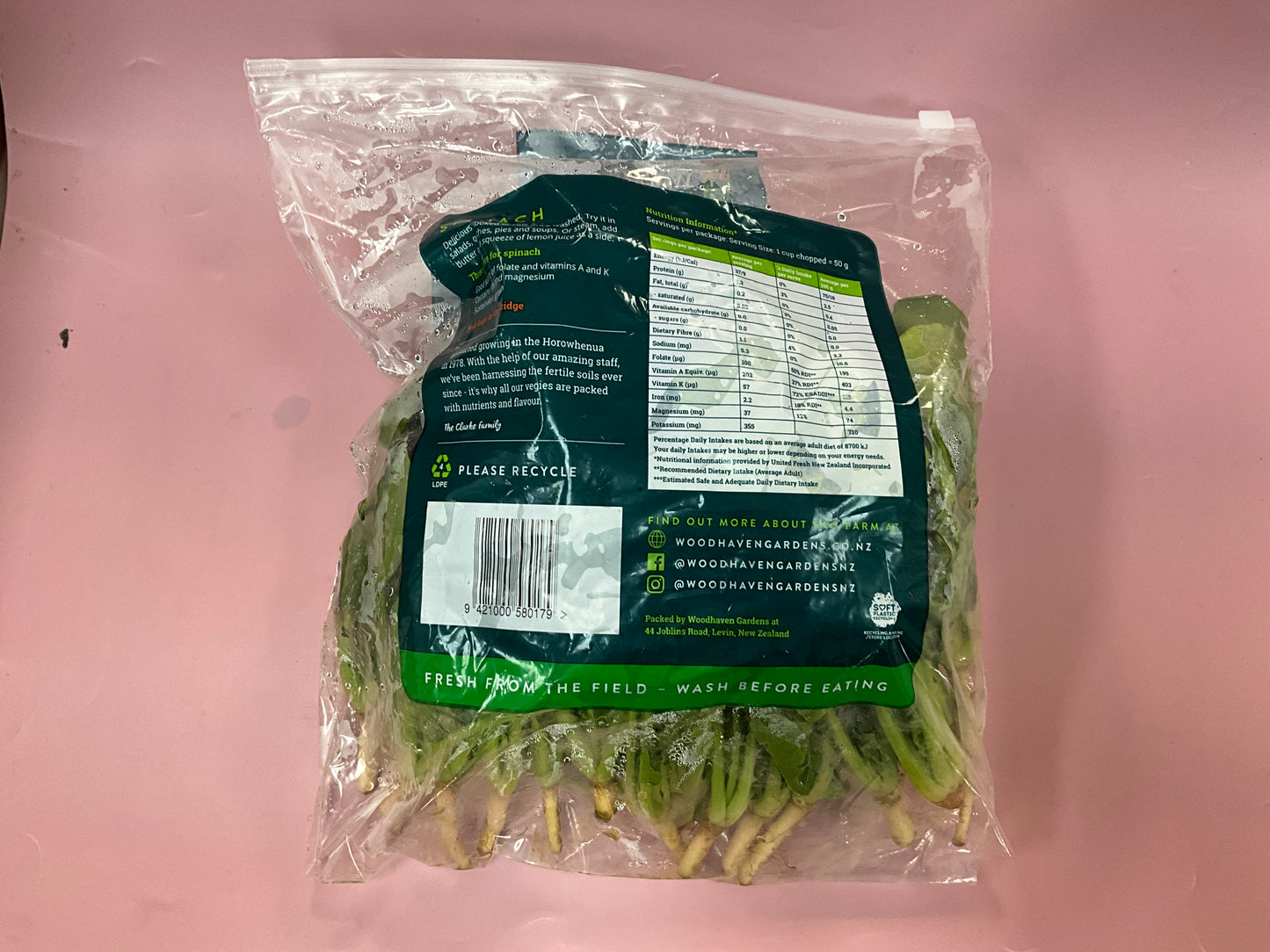Spinach woodhaven bag
