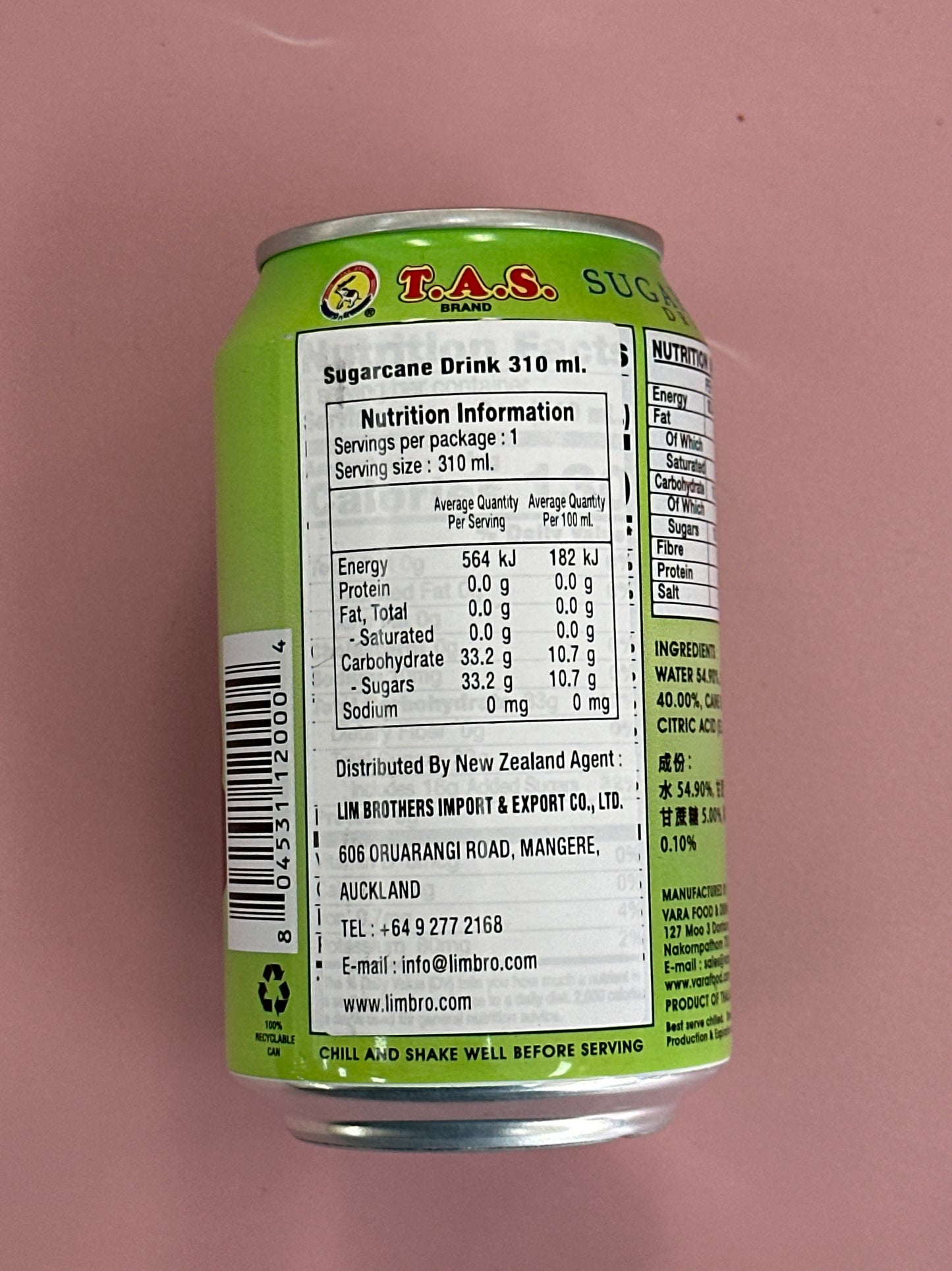 TAS Sugarcane Drink 310ml