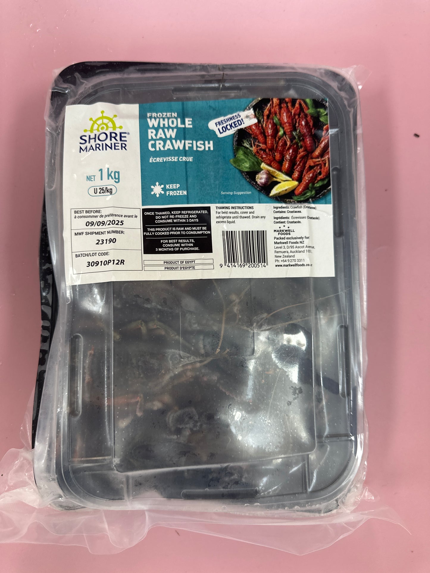 Whole Raw Crawfish U25 1kg