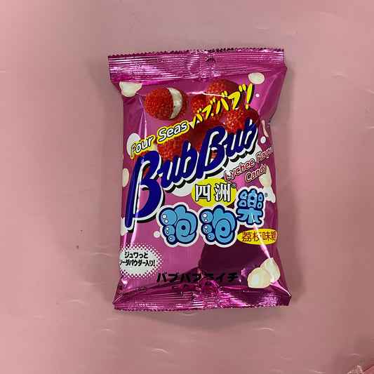 Four Seas Bub Bub Candy Lychee 80g香港四洲泡泡乐荔枝糖