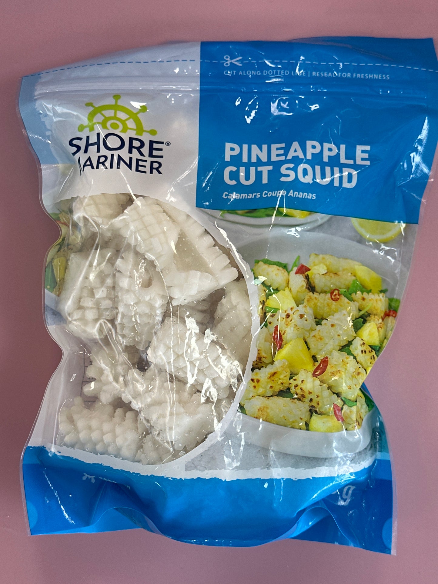 Raw Pineapple Cut Squid IQF 500g