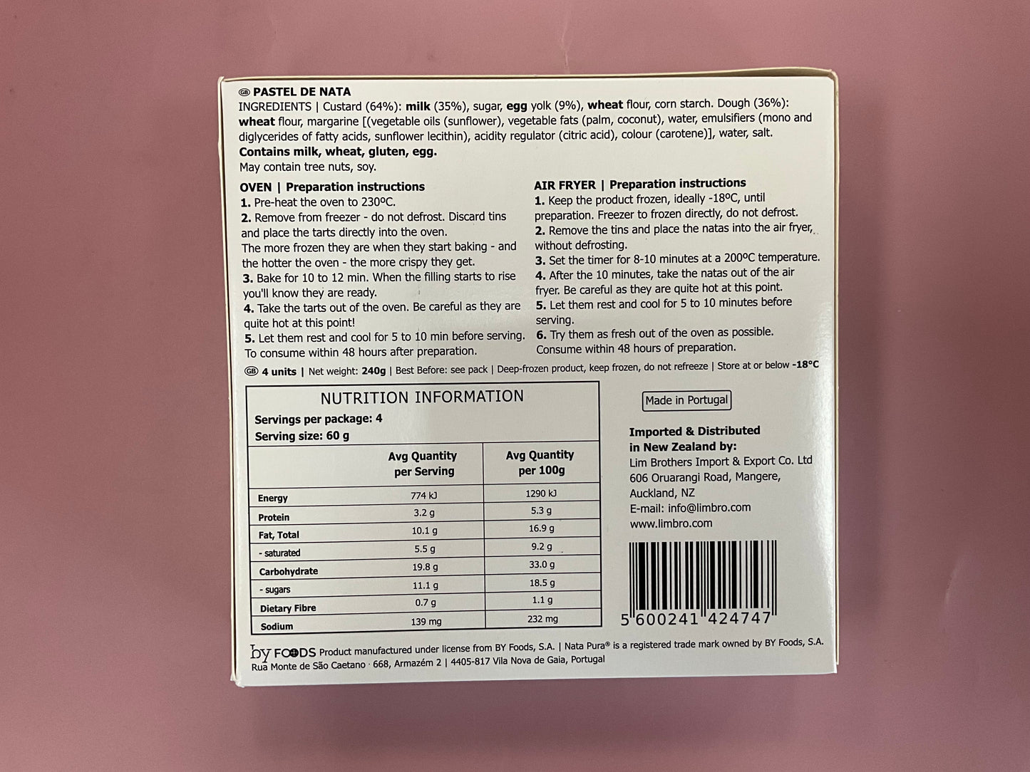 Nata Pura Portuguese custard tart original 240g