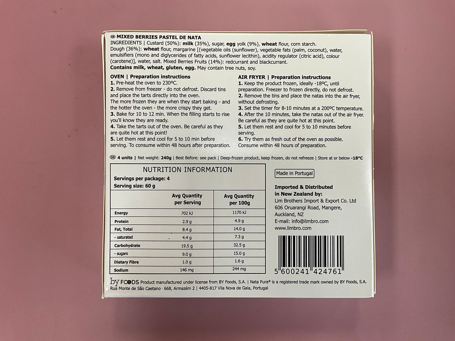 Nata Pura Portuguese custard tart mixed berries 24