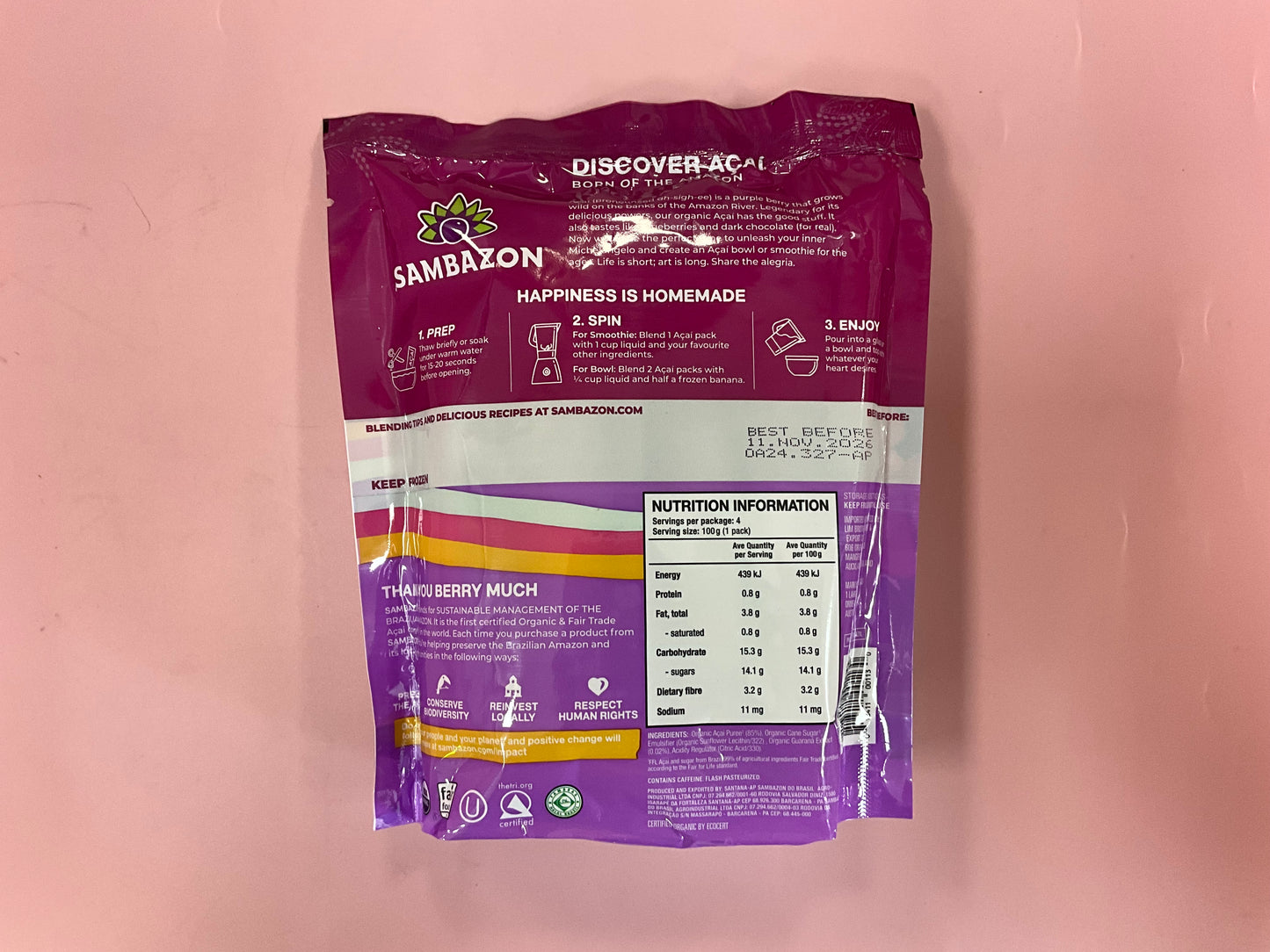 Sambazon Acai Original blend (4 *100g)