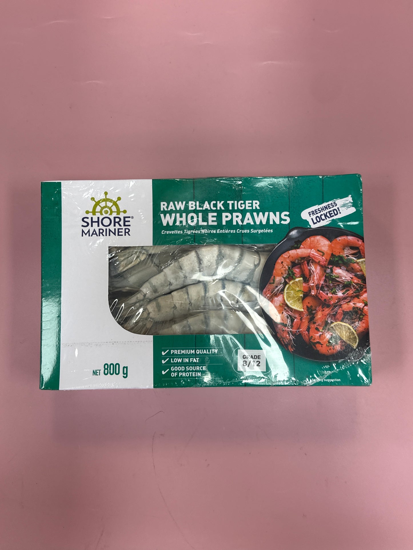 Raw Black Tiger Whole Prawns 8/12 800g