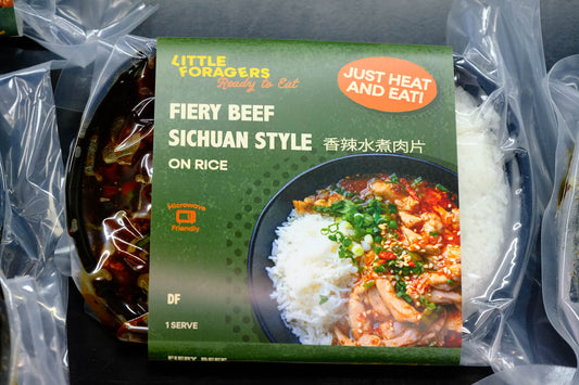 Fiery beef sichuan style on rice 香辣水煮肉片